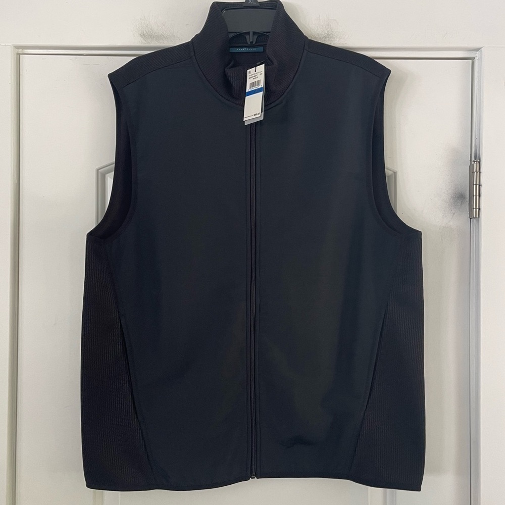 Perry Ellis Stretch Full-Zip Fleece Vest Black - XL - Picture 2 of 5